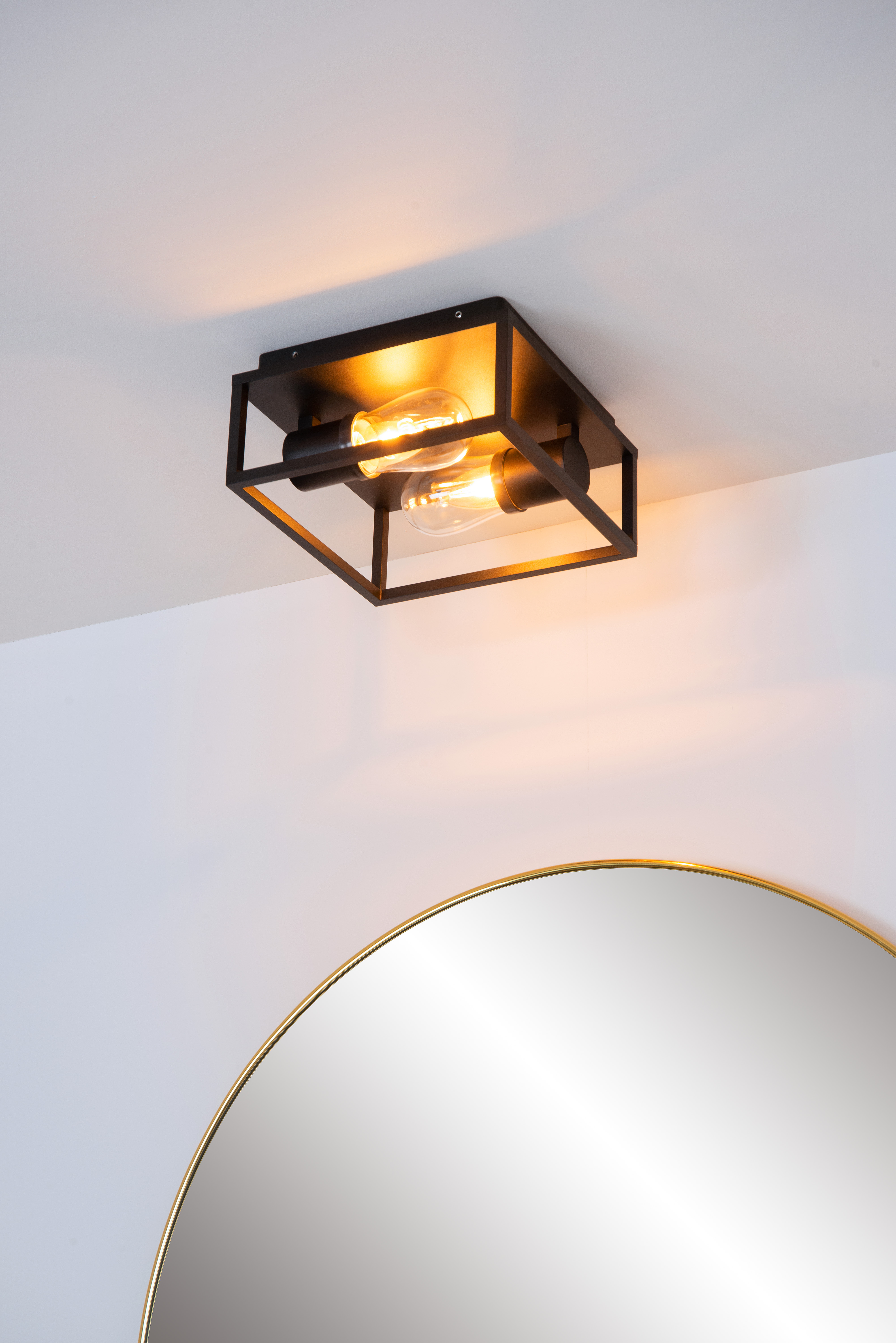 Lucide CARLYN - Flush ceiling light Bathroom - 2xE14 - IP54 - Black